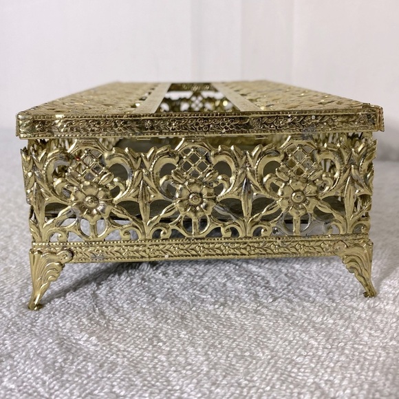 Vintage Gold Tone Metal Tissue Box Cover - Picture 11 of 12